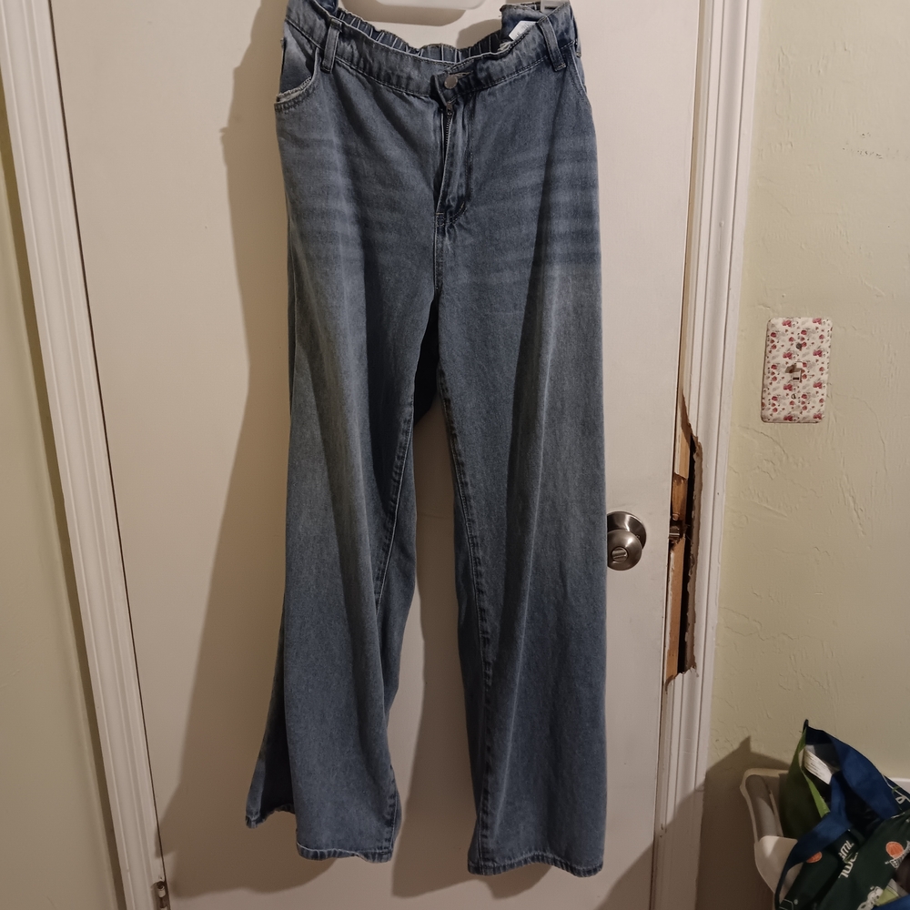 SHEIN Wide Leg Blue Women's Jeans